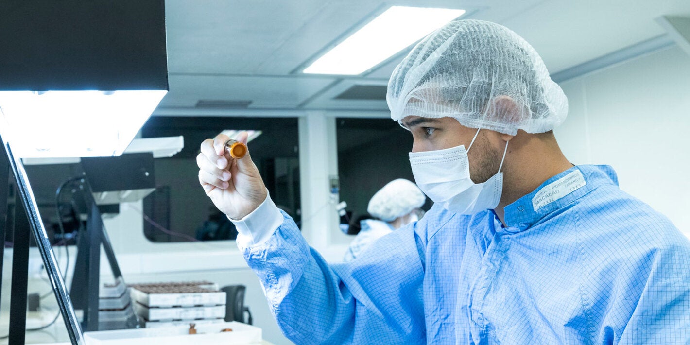 Man in vaccine production site