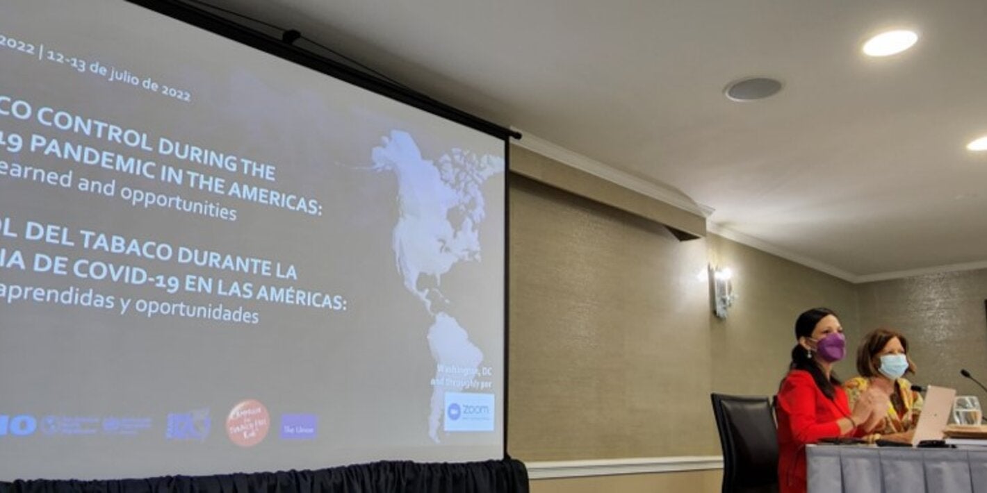 Image of the two chair on the meeting on Tobacco control during the COVID-19 pandemic in the Americas