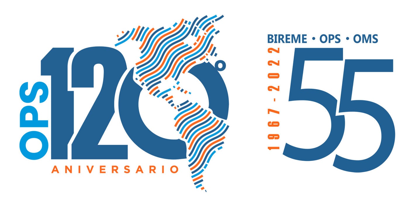 Logo BIREME 55 años - OPS 120 años