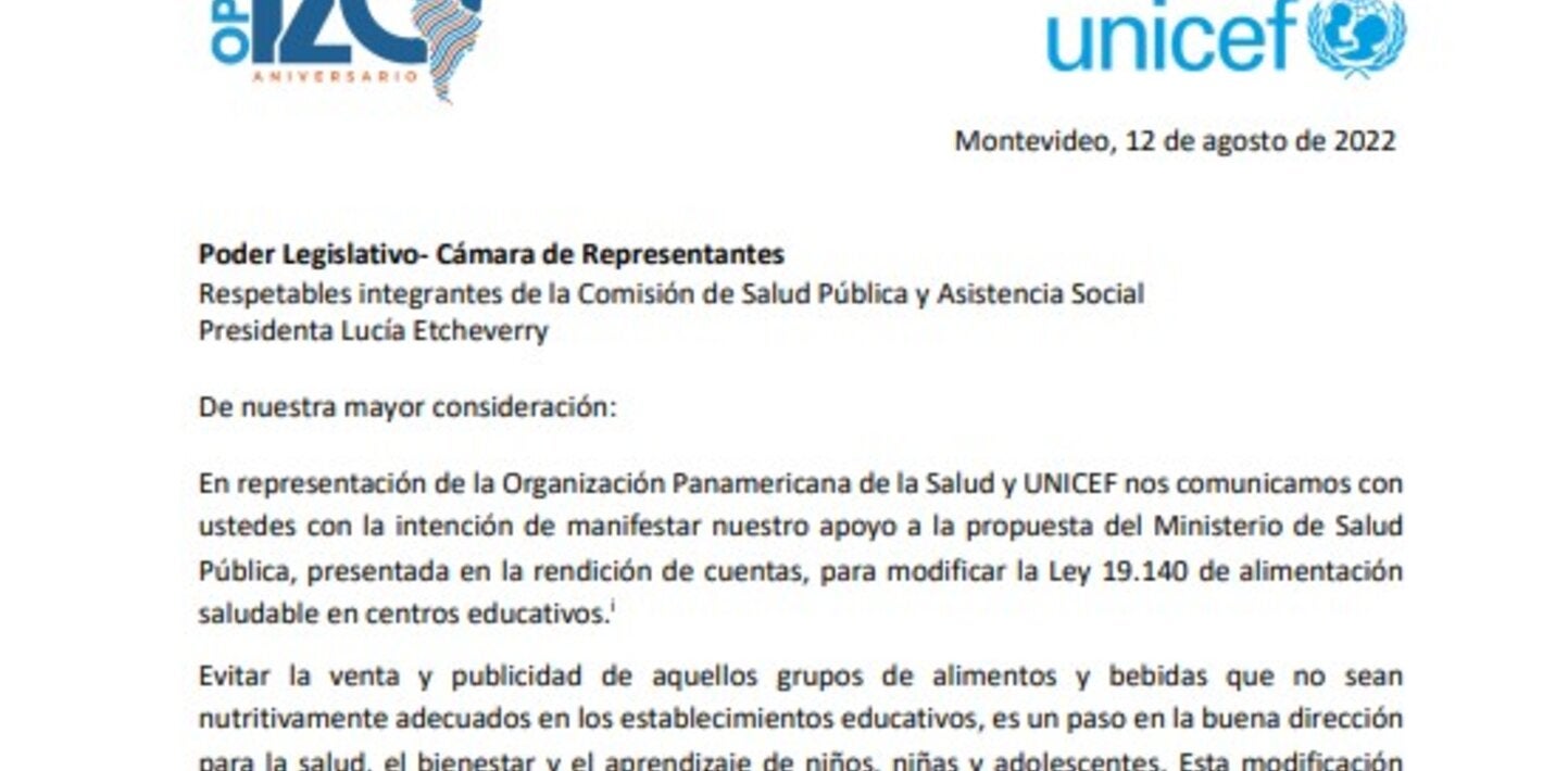 Carta OPS Unicef