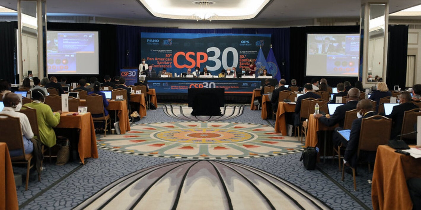 Aspecto general de la sala donde se celebra la 30 Conferencia Sanitaria Panamericana 