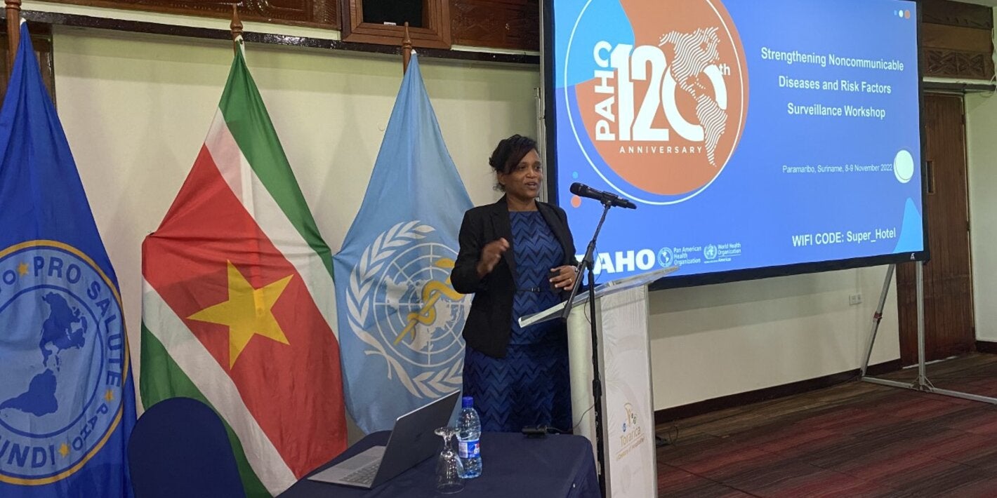 PAHO/WHO Suriname Technical Officer Dr. Wendy Emanuelson-Telgt addressed the participants during the 2-day workshop