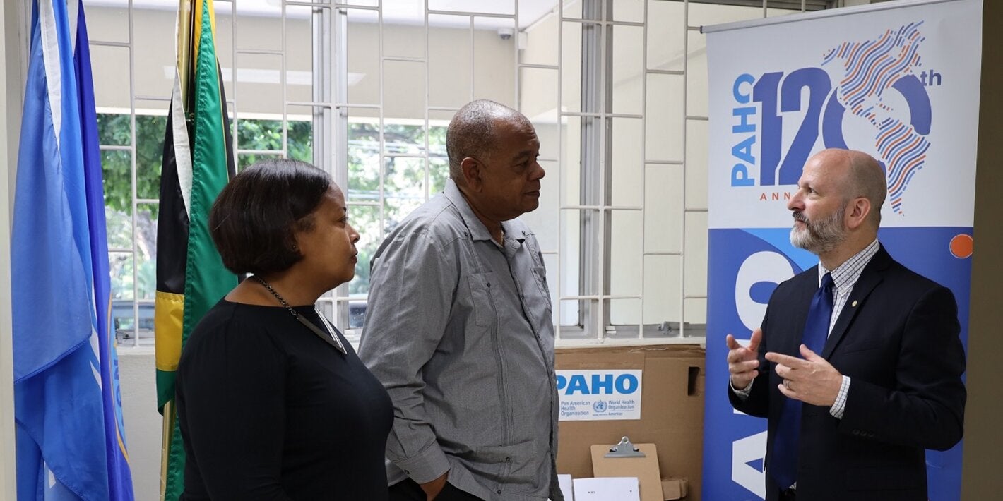 PWR Stein in conversation with representatives from the National Council on Drug Abuse at the Global School-Based Health Surveys handover in January 2023