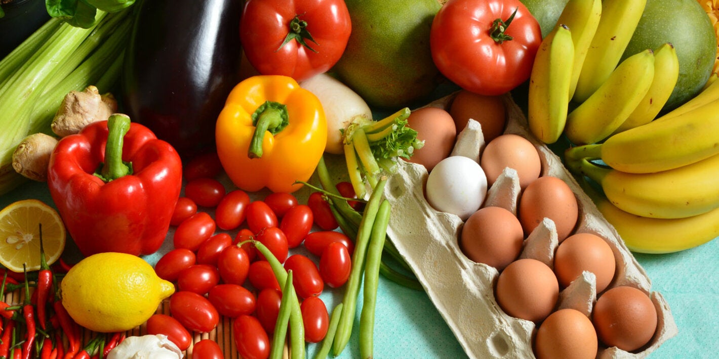 Fruits, vegetables, and eggs