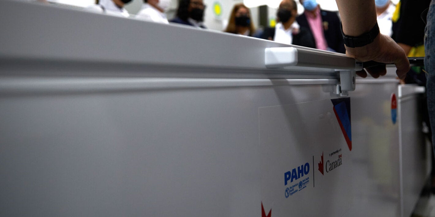 Vaccines are transported in coolers.