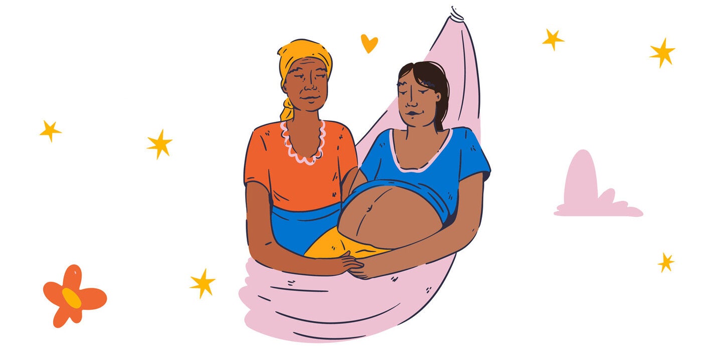 Mulher grávida recebe cuidados