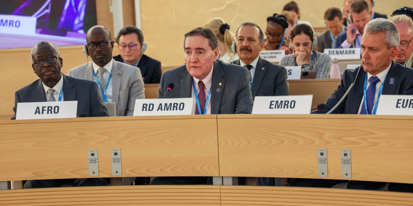 Dr. Jarbas Barbosa addresses high-level delegates at the World Health Assembly 