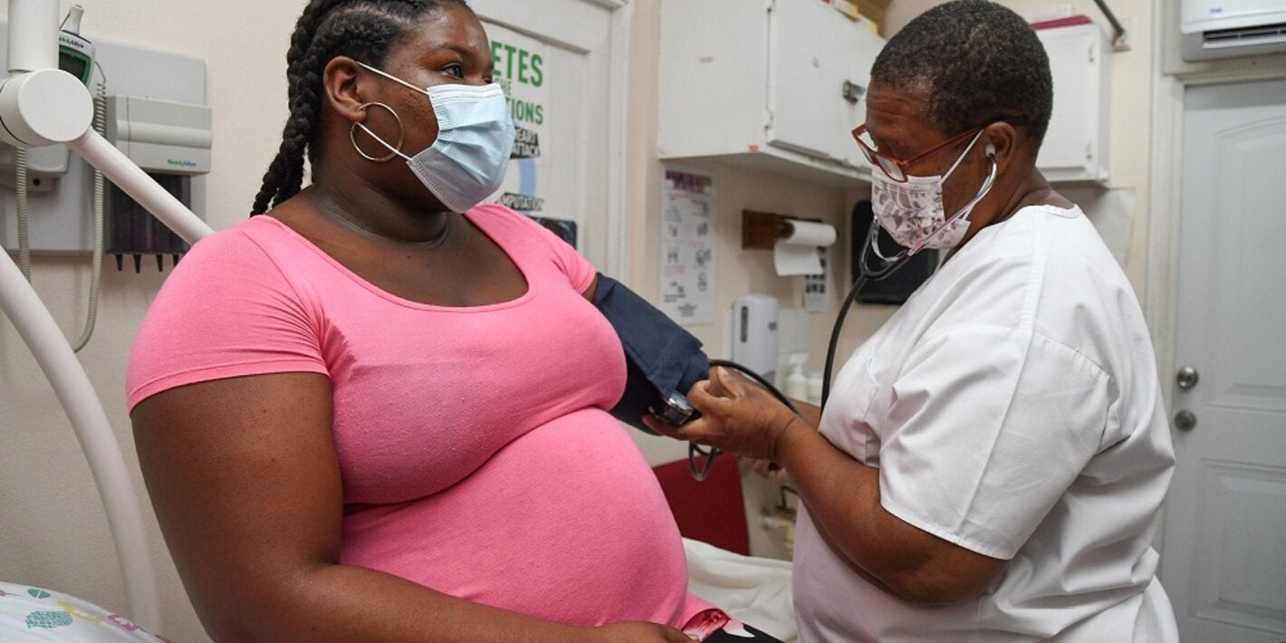 Mother-to-be and nurse