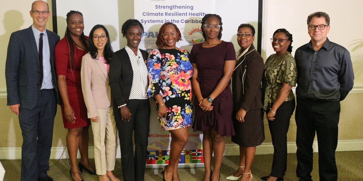 Professor Christopher Oura, Co-Coordinator of the UWI Climate and Health Leaders Training Programme, Stacy Adams, Project Administrator/Manager, Jenise Tyson,  Linnees Green-Baker, Dr Ayanna Alexander, Najay Parke, Dr Nicole Dawkins-Wright, Lucy Cumberbatch and Professor Craig Stephen, Co-Coordinator of the Programme