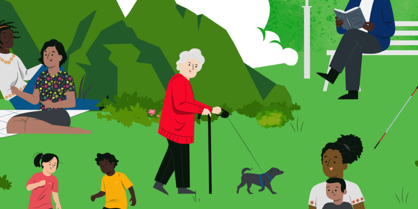 ilustración personas en un parque