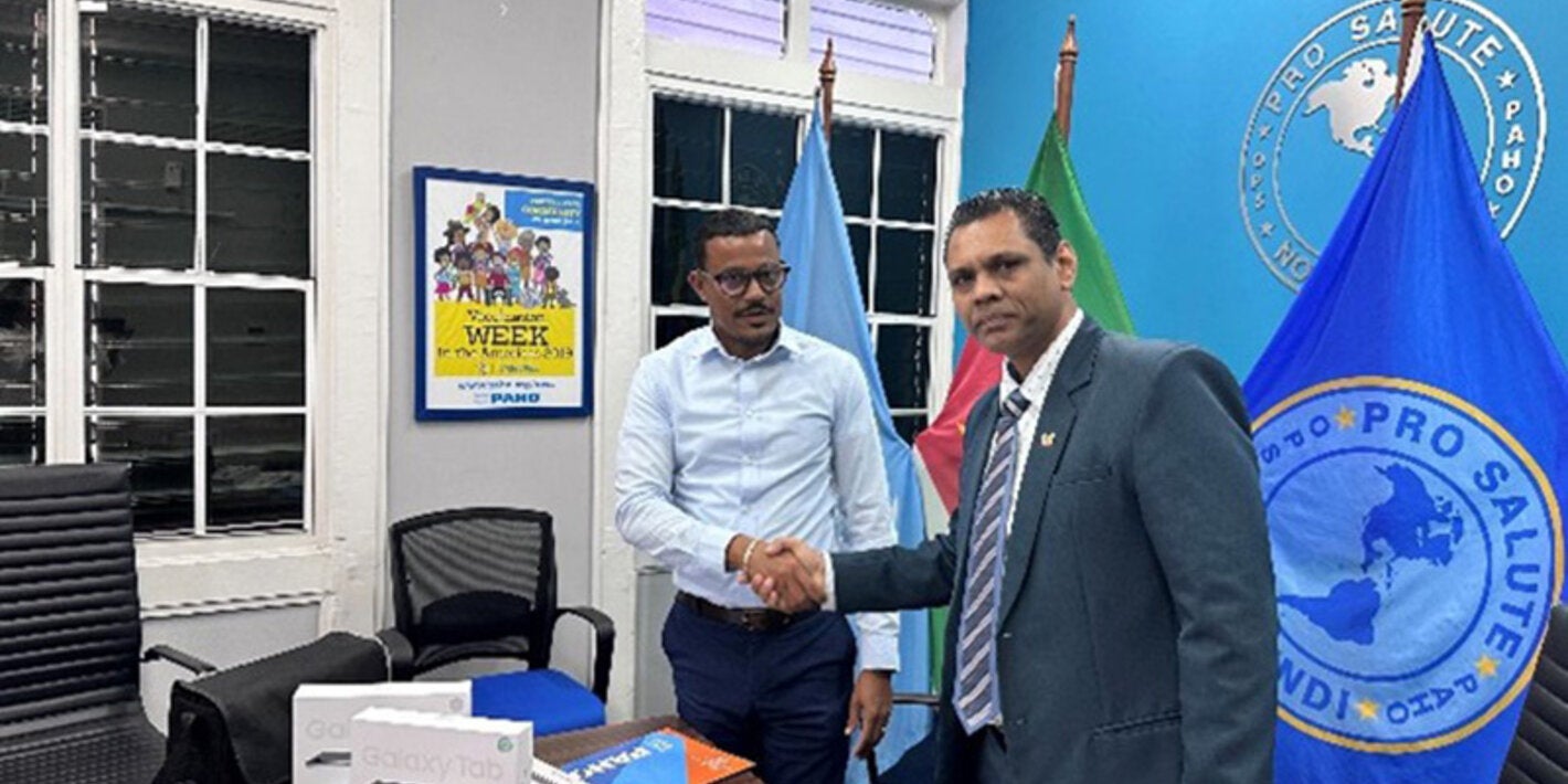 L to R: Dr. Rosmond Adams, PAHO/WHO Representative a.i and Dr. Rakesh Sukul, Acting Director of Health, Ministry of Health, Suriname