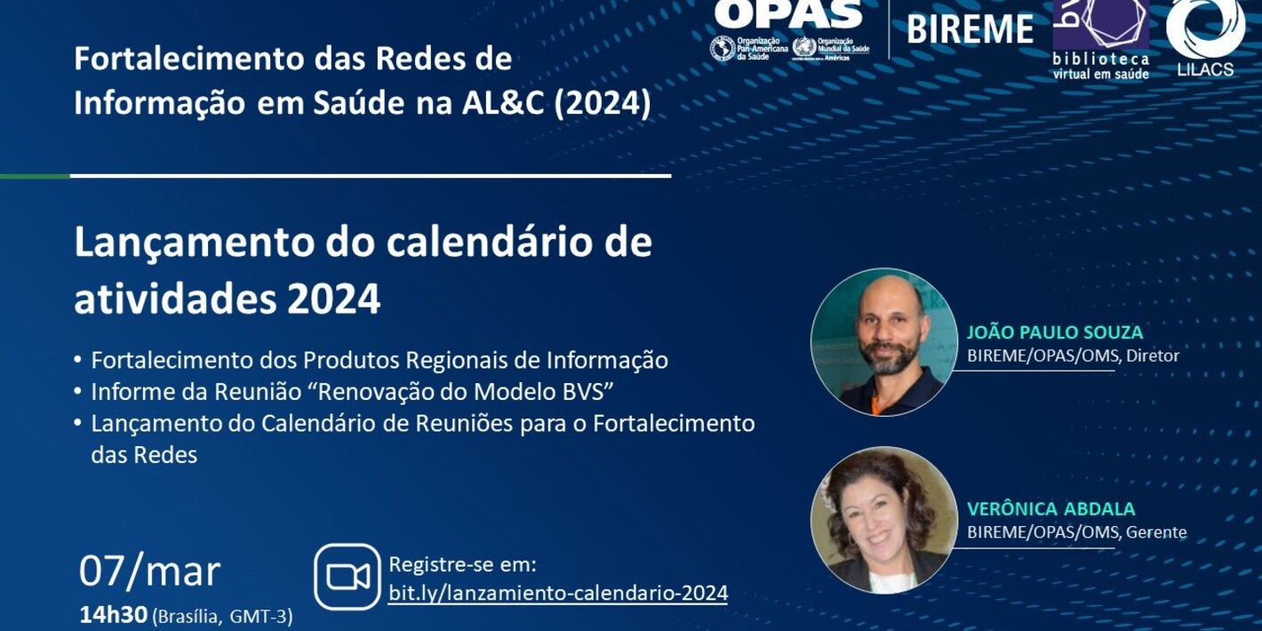 Cartaz de lançamento do Calendário 2024, com informações sobre a agenda e a participação