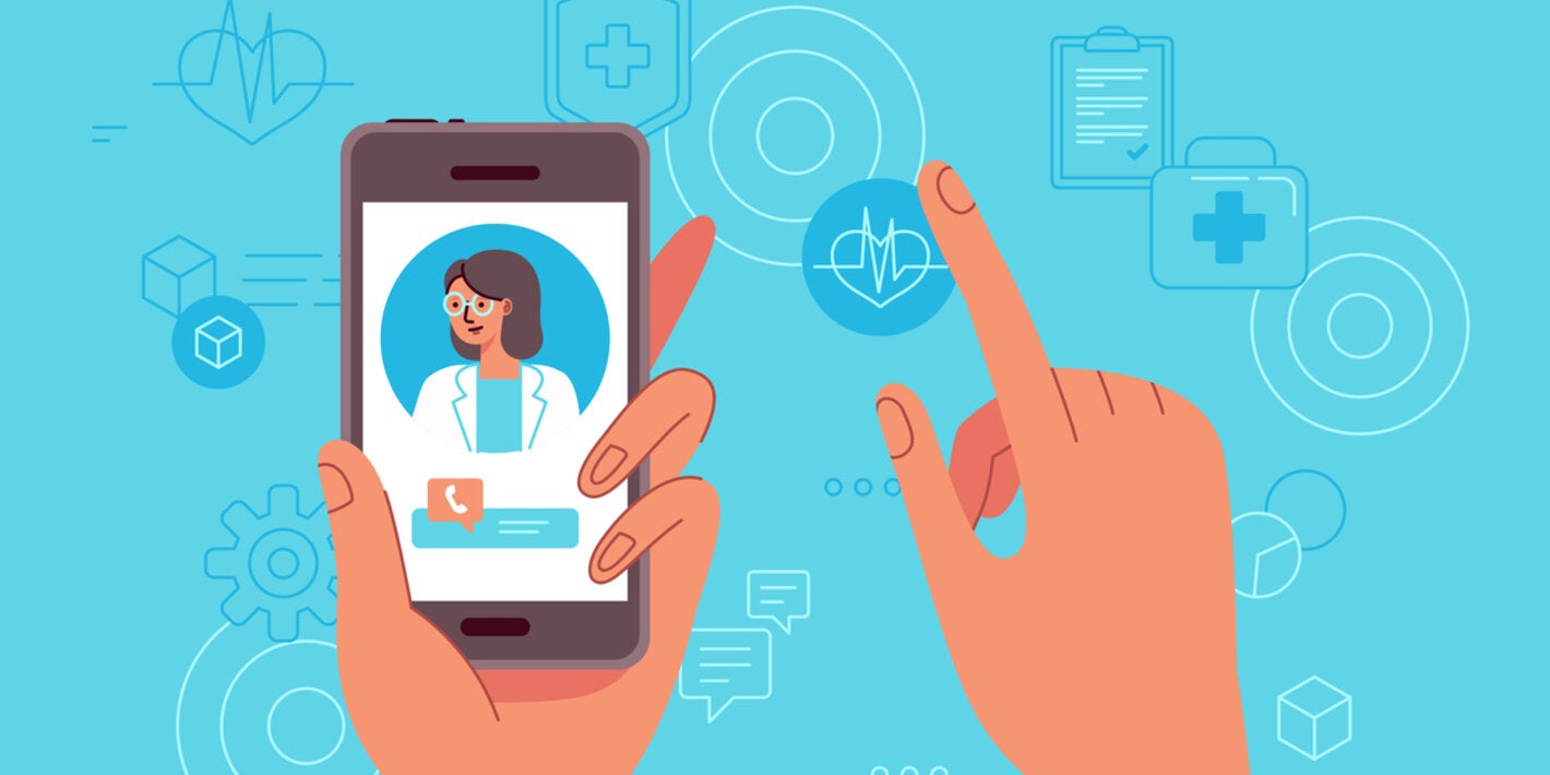 ilustración manos y celular