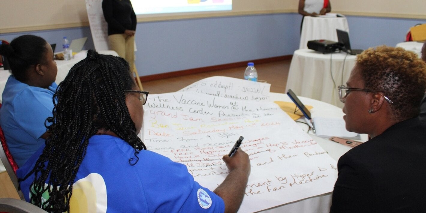 Nurses discussing their RCCE presentation.