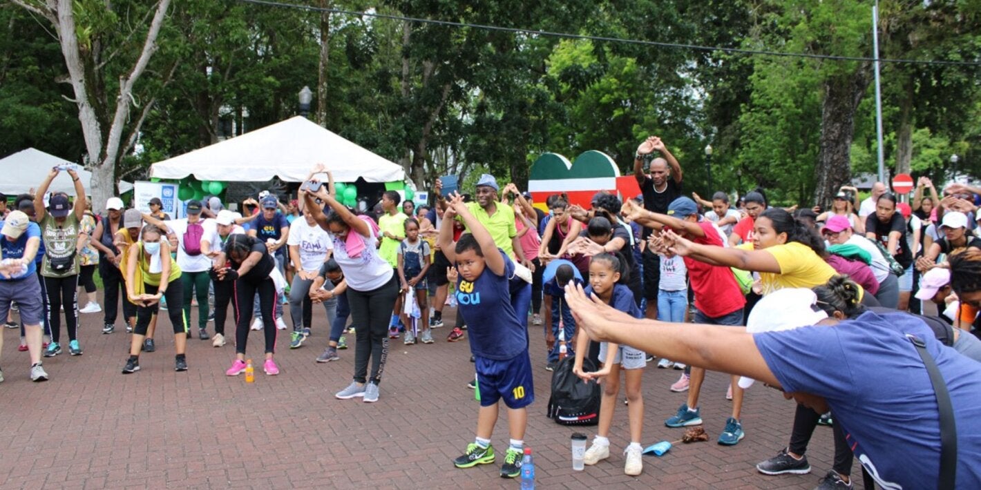 Warmup at the health fair prior to the walk