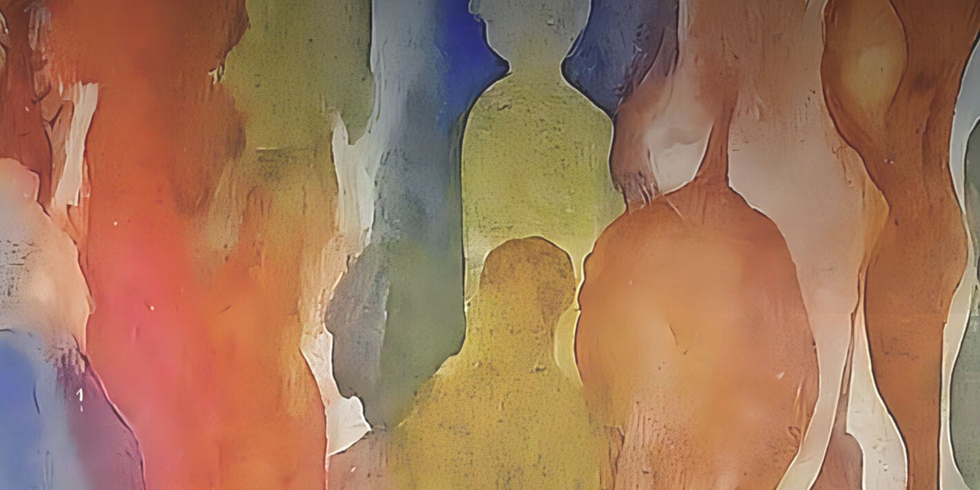 Acuarela con gente sin detalle