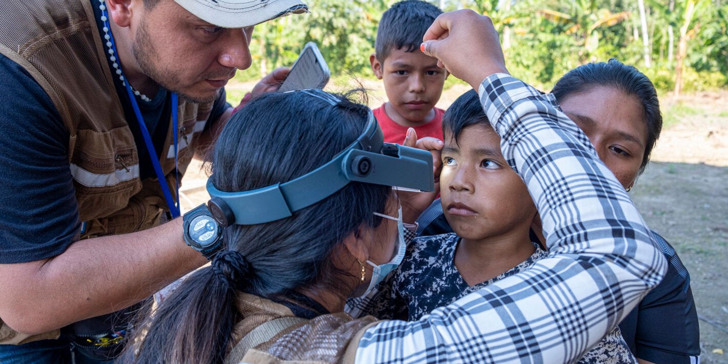 At the home of Demecio Semo, a Yuqui father, the whole family undergoes evaluation.