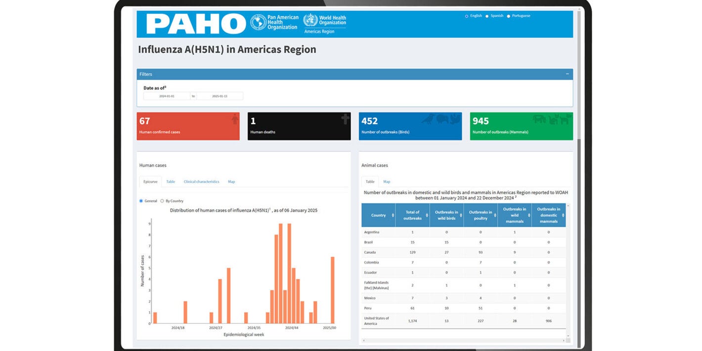 Miniature of the influenza dashboard opening screen