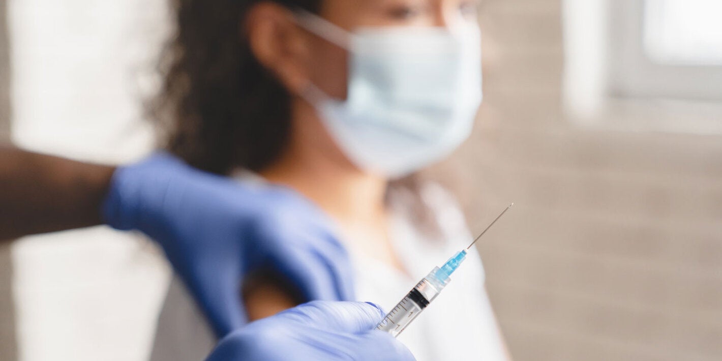 Young woman is vaccinated