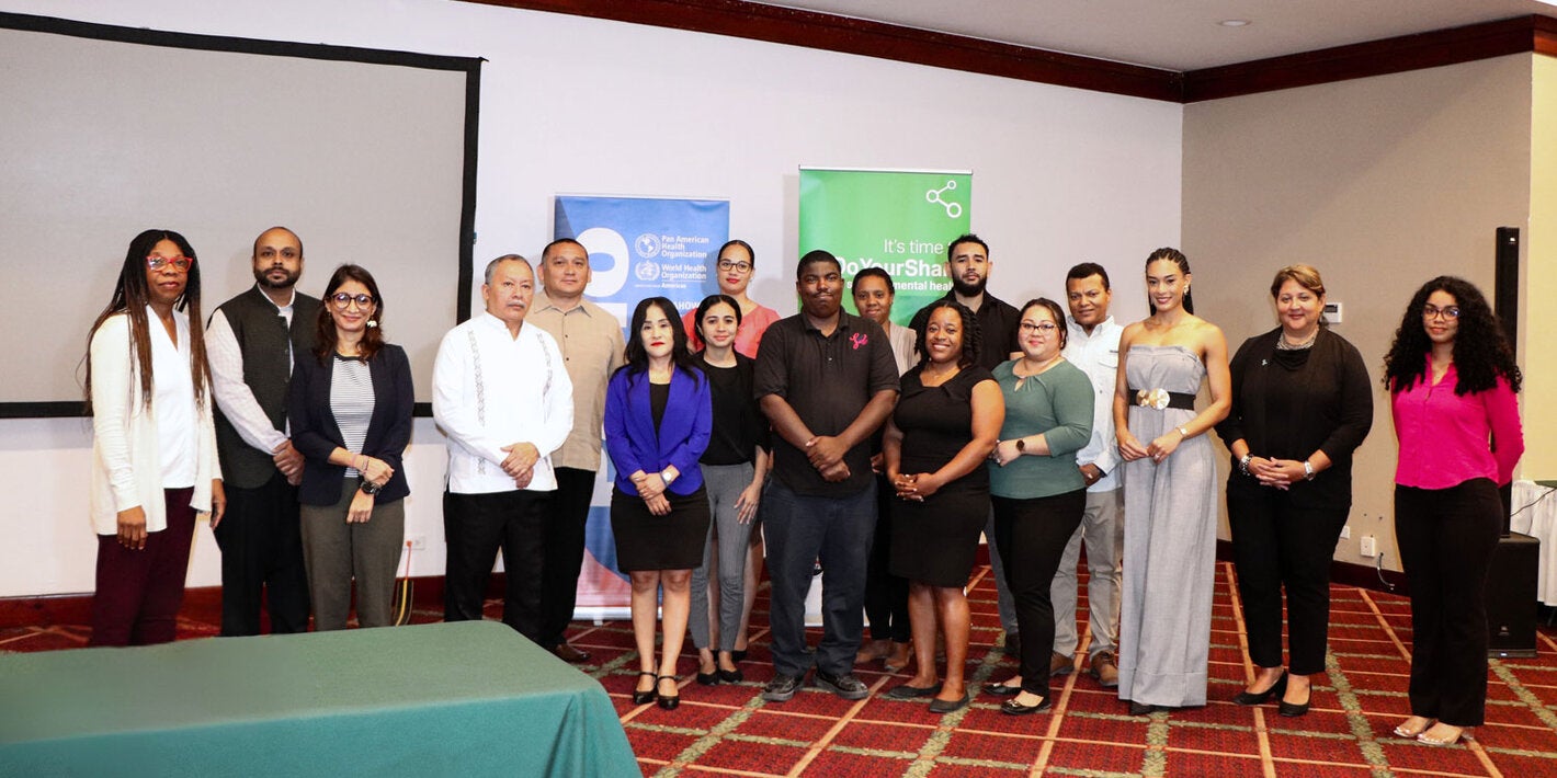 Group photos of the facilitators and participants of the suicide reporting media training.