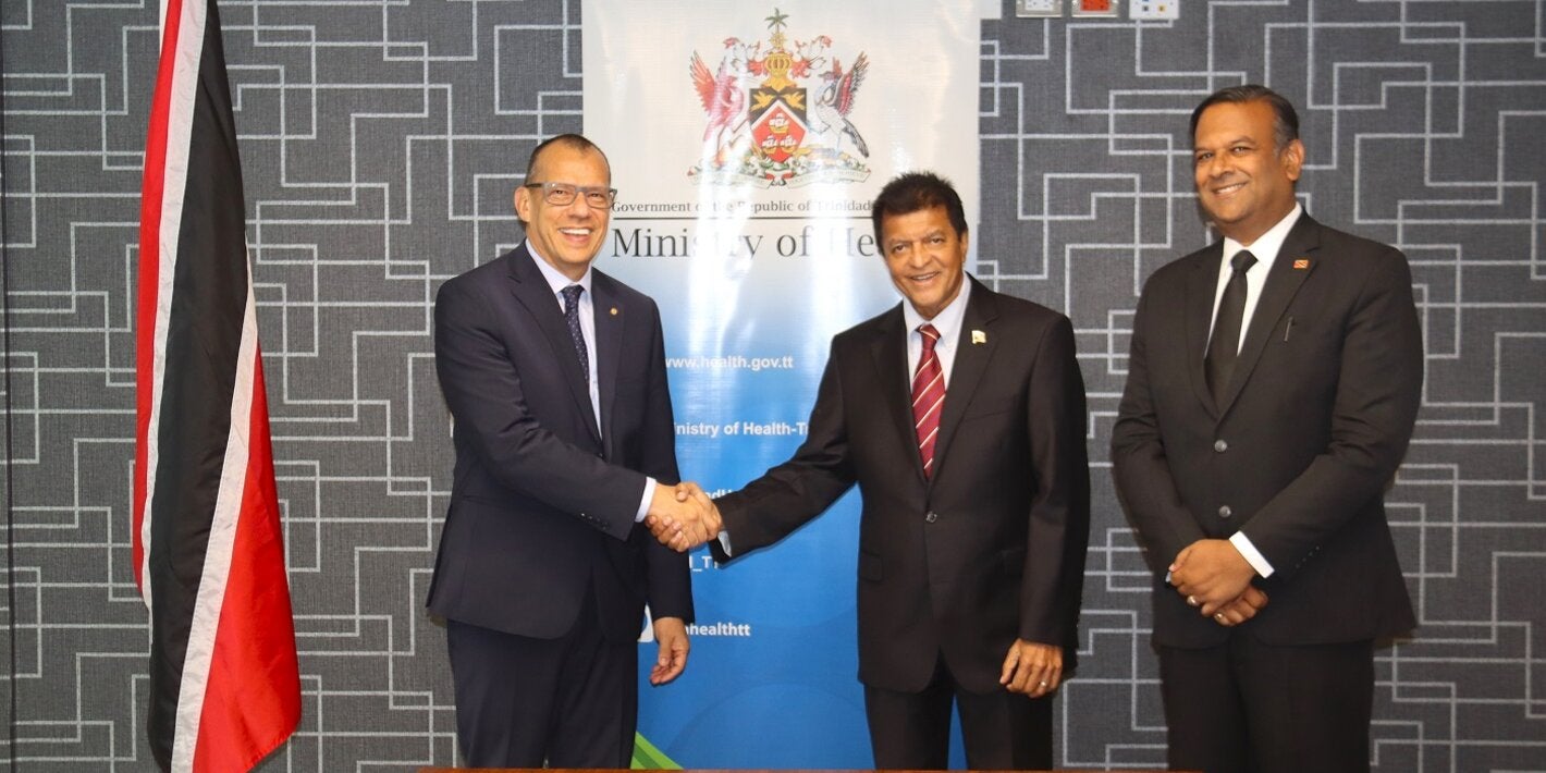 Dr Gabriel Vivas Francesconi  -  PAHO/WHO Representative for Trinidad and Tobago and the Dutch Caribbean Islands, Dr. the Honourable Lackram Bodoe - Minister of Health, Dr. the Honourable Rishad Seecheran - Minister in the Ministry of Health 