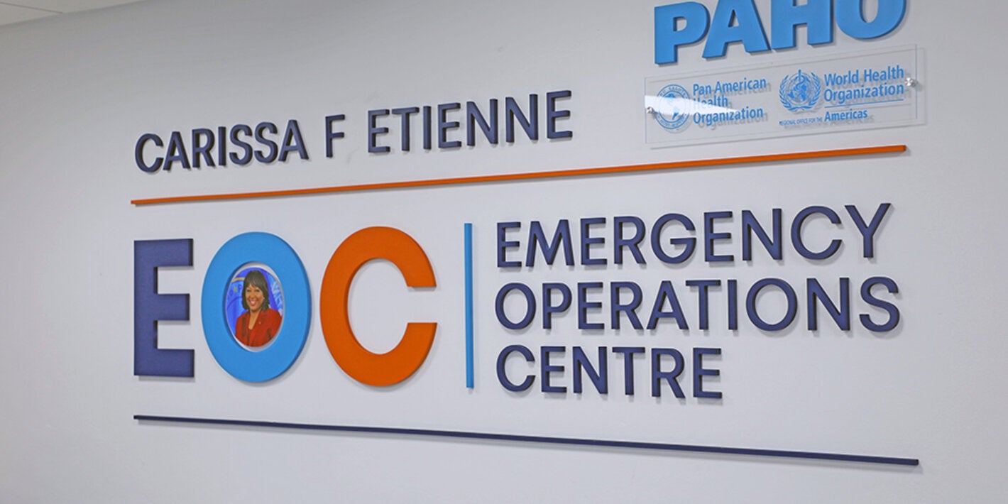 Signage in PAHO Barbados EOC