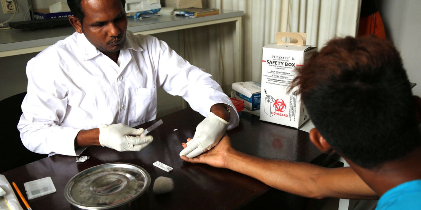 Patient is being tested for malaria