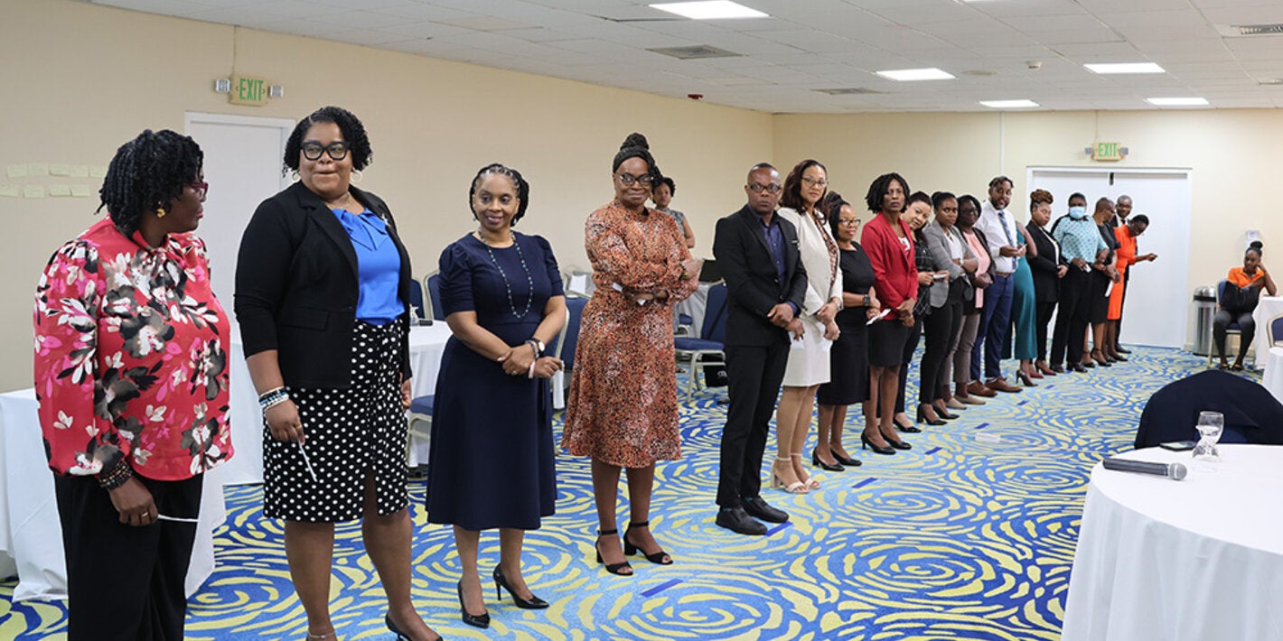 Participants in the “Equity walk” exercise to demonstrate inequities