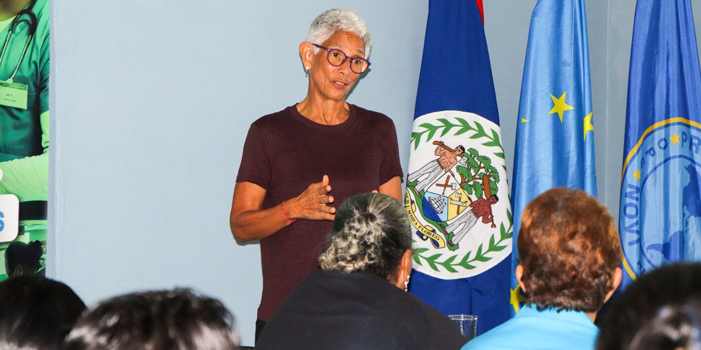 Dr. Dingle Spence presenting to participants at the palliative care training.