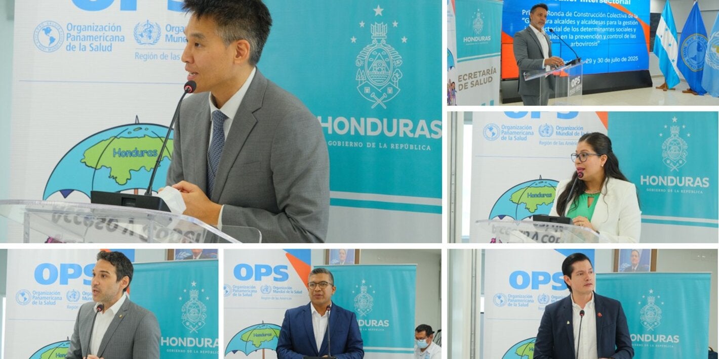 Autoridades inaugurando el evento para construir una guia de dengue para alcaldes