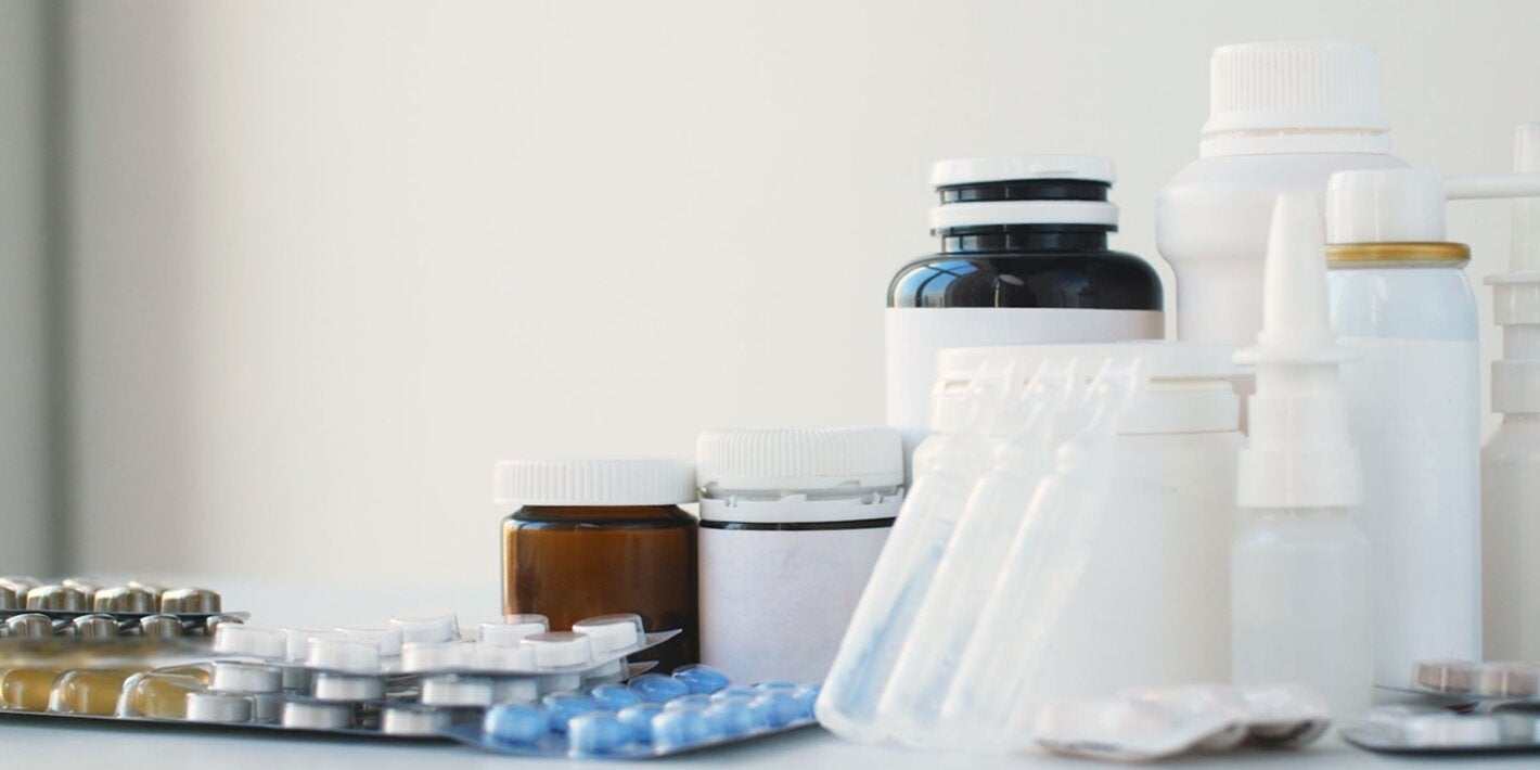 Jars of medicines and pills