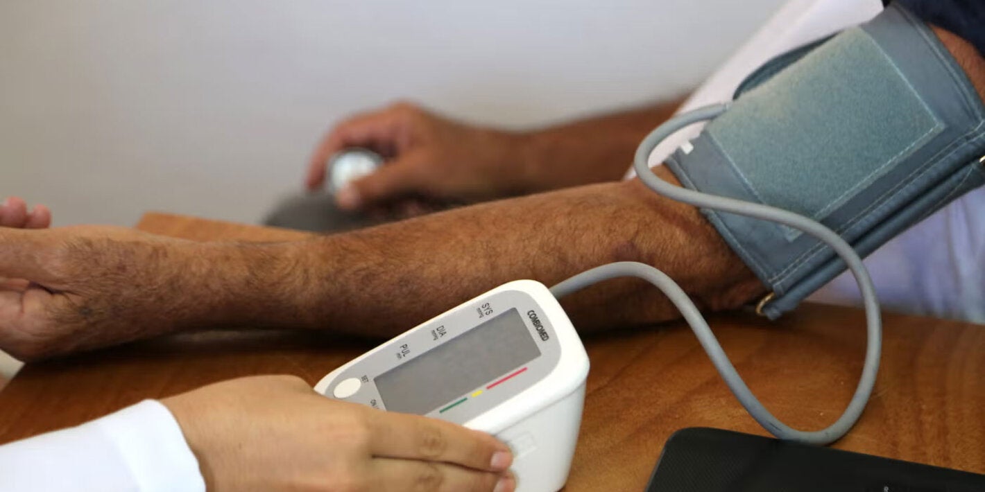 Patient checking blood pressure