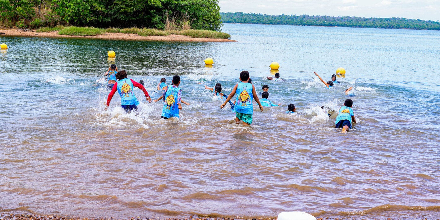 children playing in the water