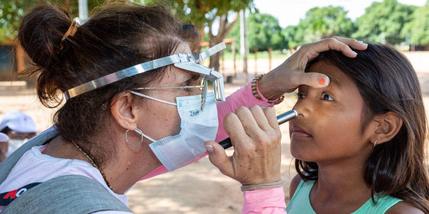 Examining young patient