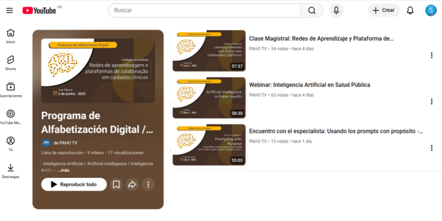 Playlist IA en canal de YouTube