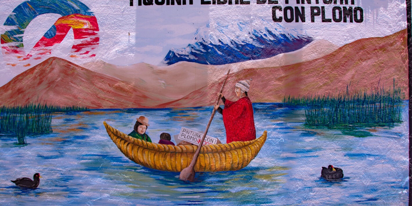 mural en escuela altilpano boliviano