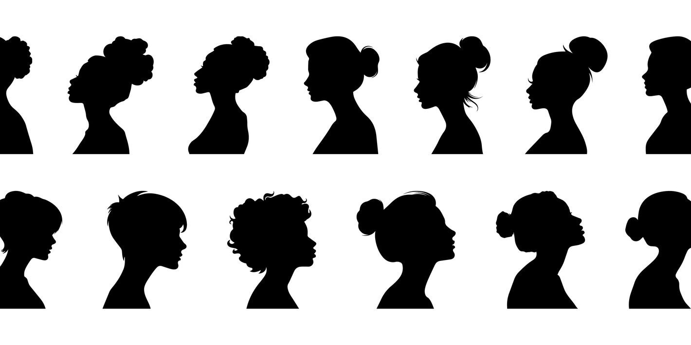 silouette of different women