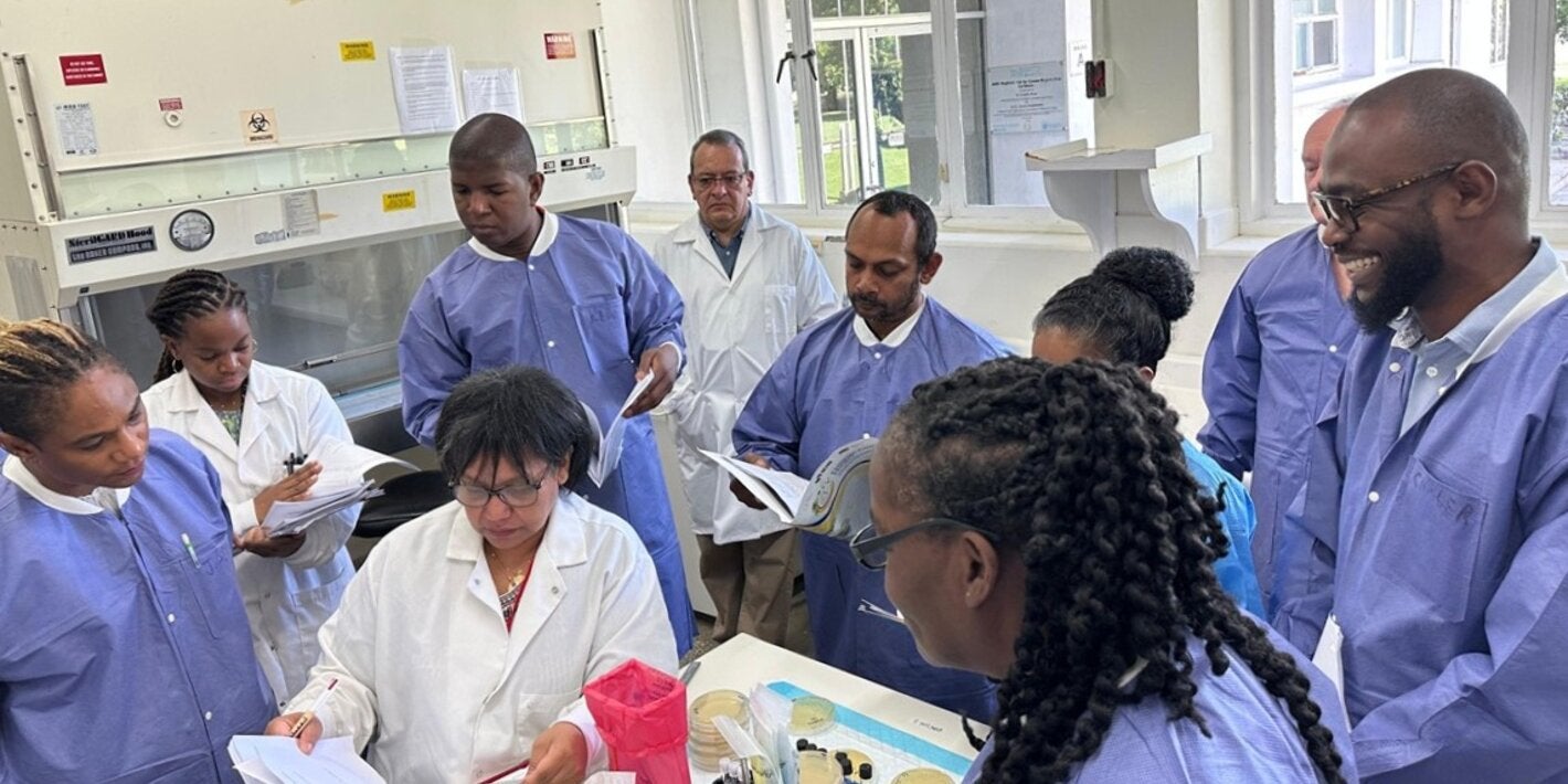 Caribbean teams participate in regional antimicrobial resistance (AMR) surveillance training.