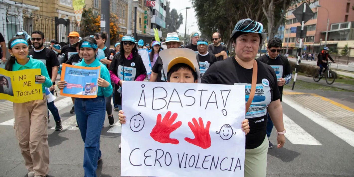 Children in the streets demanding an end to violence against them