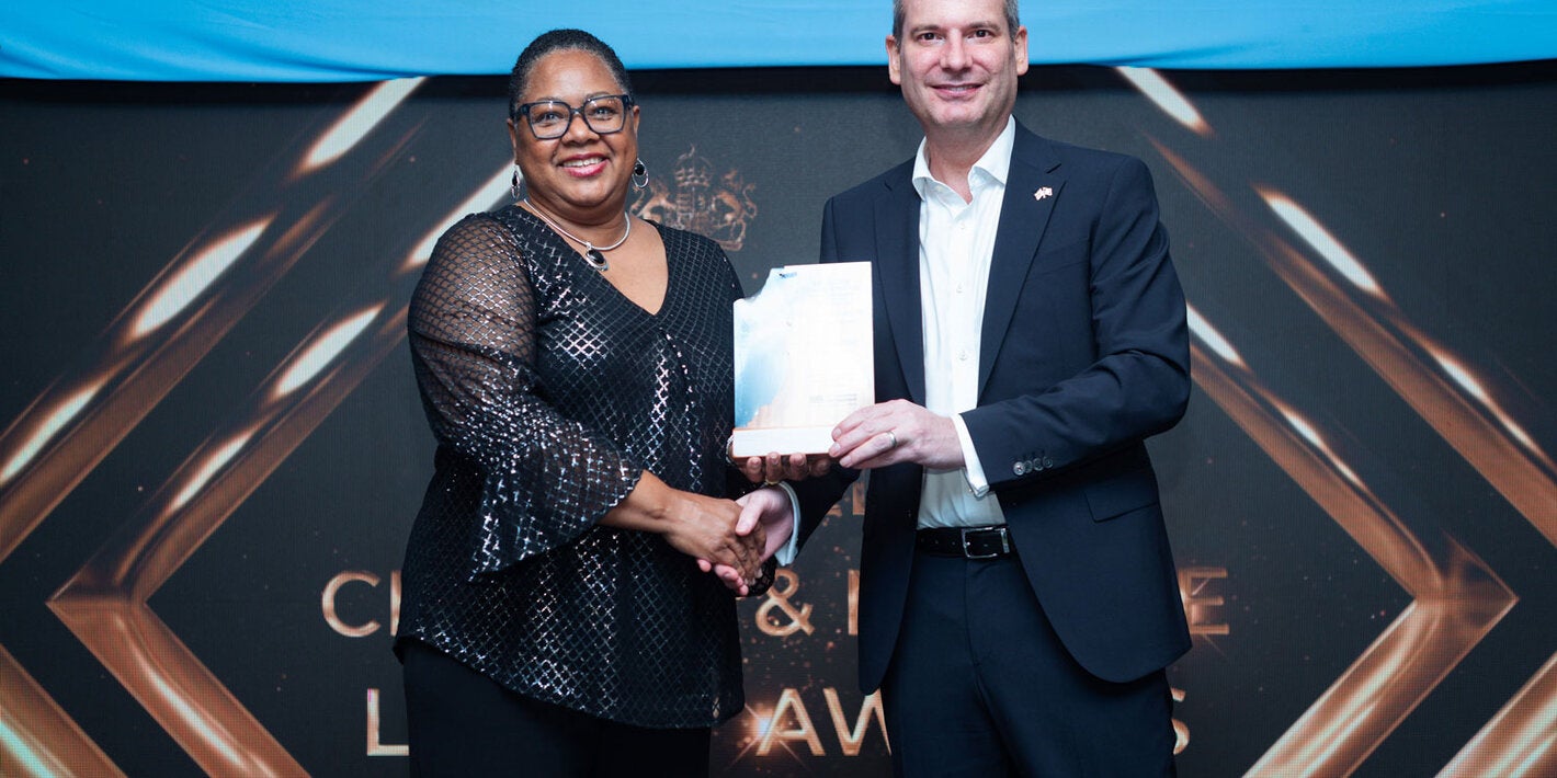 PAHO Belize received Resilience & Disaster Risk Reduction Award at the UK-Belize Climate and Nature Legacy Awards.