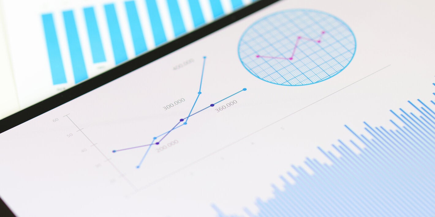 pantalla con gráfico de análisis de datos
