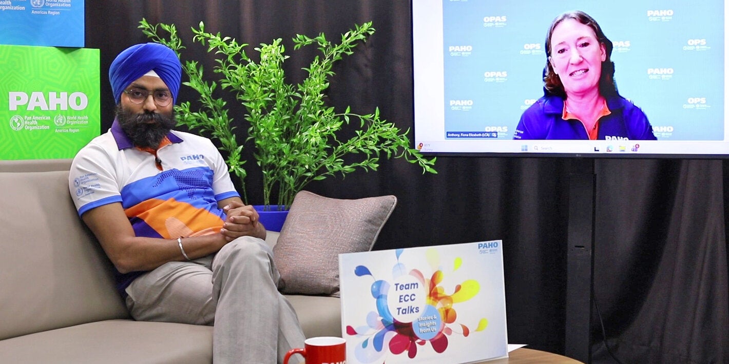 Prabhjot Singh and Fiona Anthony on set discussing event-based surveillance