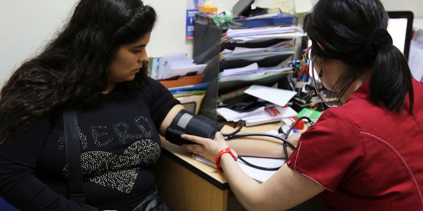 Pregnant woman having a routine medical checkup