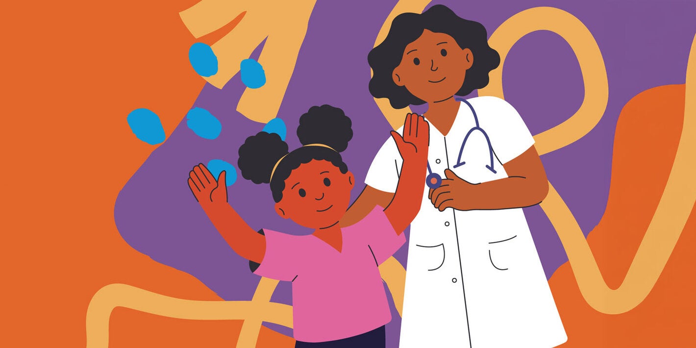 Girl receiving medical care