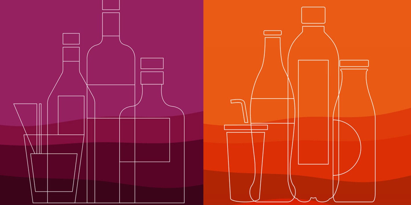Outline of alcohol and sugary drink bottles