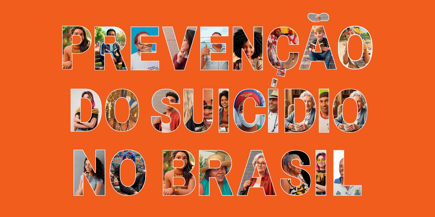Arte com a frase "Prevenção do suicídio no Brasil"