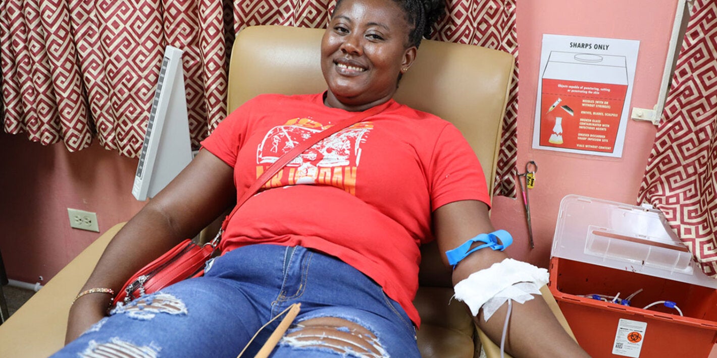 woman donating blood