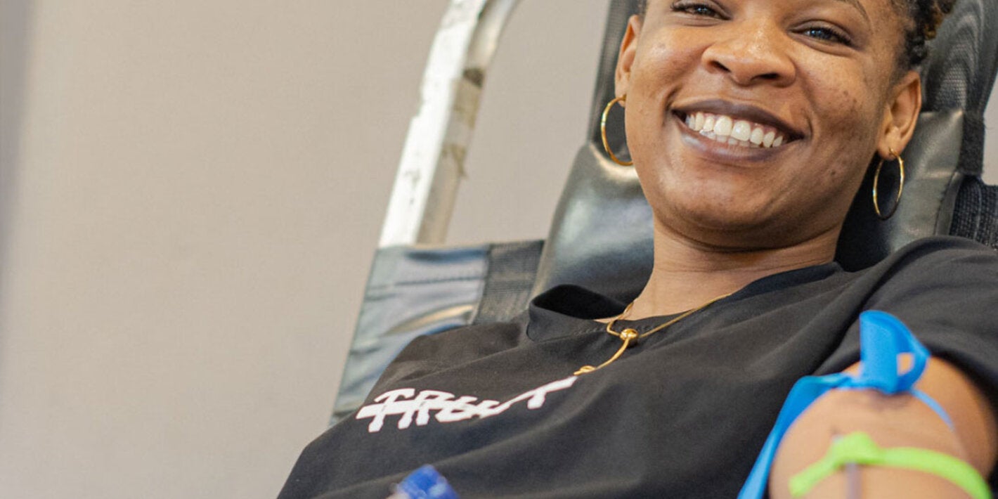 Woman donating blood