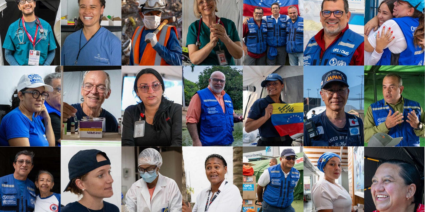 Rostros de personal de salud y de emergencias en salud