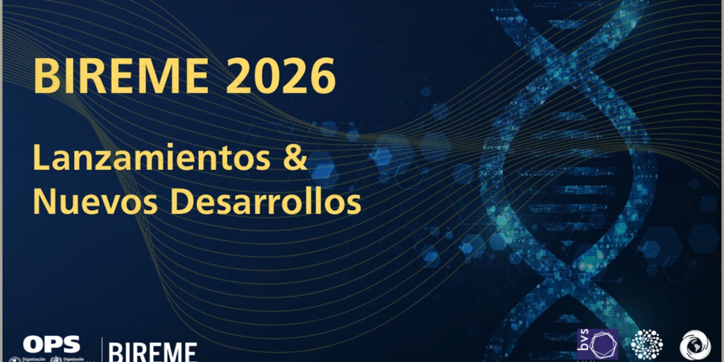 Banner de la serie "BIREME 2026: Lanzamientos y Nuevos Desarrollos", con una ilustración de ADN y logotipos institucionales.
